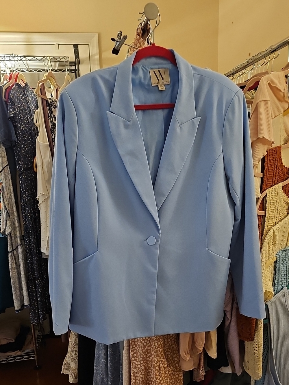 White House Black Market Powder Blue Single-Button Blazer
